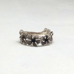 Vintage Sterling Plumeria Flower Ring Size 7.25